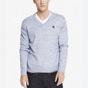 Express Men's Cotton V Neck Blue Lion Sweater size M